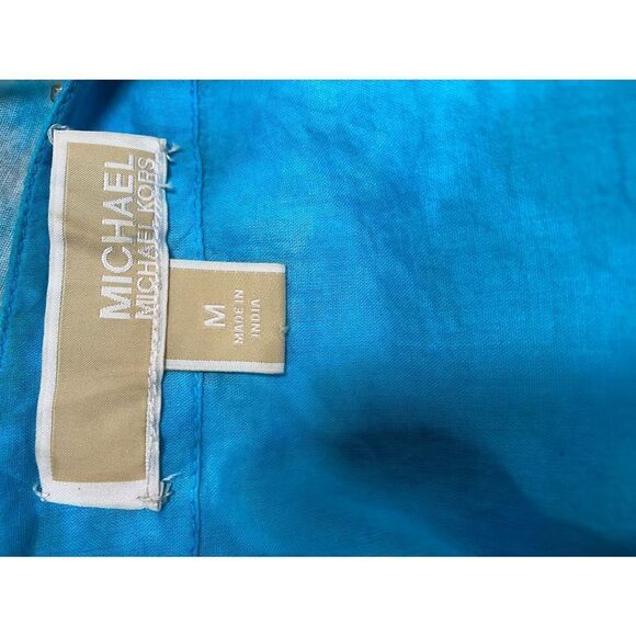 Michael Michael Kors Blue Tie Dye Jeweled Long Sleeve Top Size Medium - Picture 4 of 6